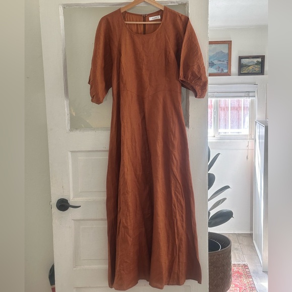 DISSH Dresses & Skirts - AZZURA SPICE LINEN MIDI DRESS